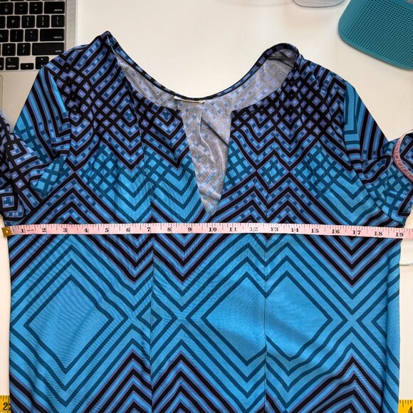 Rubber Ducky Dress Womens XL Blue Dropped Waist Drawstring Tunic V Neck - Picture 7 of 8